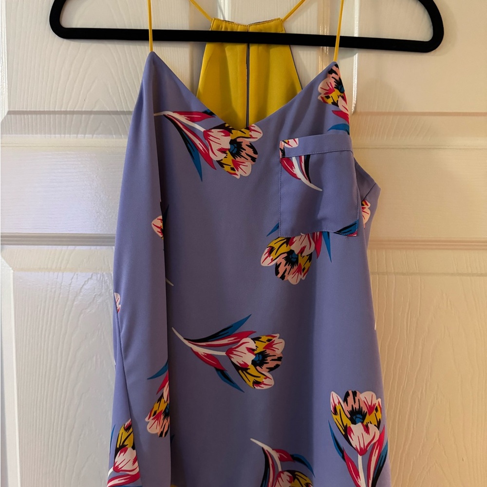 Express Purple Floral Halter Top